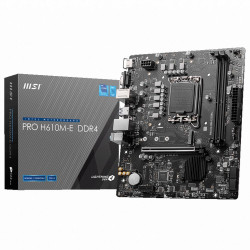 Материнская плата MSI PRO H610M-E DDR4 H610, LGA1700, 2DDR4, 1PCIEx16, 1PCIEx1, 1M.2, 4USB3.2Gen1, 8USB2.0, 4SATA3.0, 1G, VGA, HDMI, M-ATX, RTL