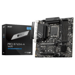 Материнская плата MSI PRO B760M-A WIFI B760, LGA1700, 4DDR5, 2PCIEx16, 1PCIEx1, 2M.2, 1TypeC, 2USB3.2Gen2, 6USB3.2Gen1, 6USB2.0, 4SATA3.0, 2.5G, 2DP, 2HDMI, M-ATX, RTL