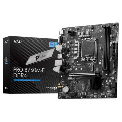 Материнская плата MSI PRO B760M-E DDR4 B760, LGA1700, 2DDR4, 1PCIEx16, 1PCIEx1, 1M.2, 4USB3.2Gen1, 8USB2.0, 4SATA3.0, 1G, VGA, HDMI, M-ATX, RTL