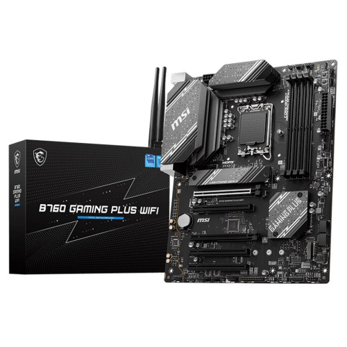 Материнская плата MSI B760 GAMING PLUS WIFI B760, LGA1700, 4DDR5, 5PCIEx16, 2M.2, 2TypeC, 2USB3.2Gen2, 2USB3.2Gen1, 8USB2.0, 4SATA3.0, 2.5G, DP, HDMI, ATX, RTL