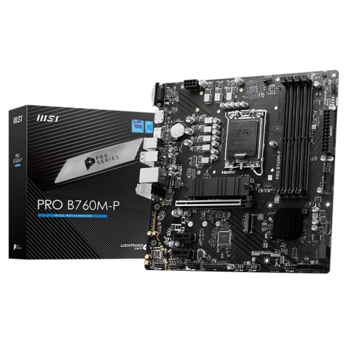 Материнская плата MSI PRO B760M-P B760, LGA1700, 4DDR5, 1PCIEx16, 2PCIEx1, 2M.2, 1TypeC, 3USB3.2Gen1, 8USB2.0, 4SATA3.0, 1G, VGA, DP, HDMI, M-ATX, RTL