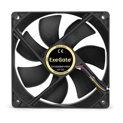 Вентилятор 12В DC ExeGate EX12025B4P-PWM (120x120x25 мм, 2-Ball (двойной шарикоподшипник), 4pin, PWM, 25dBA)