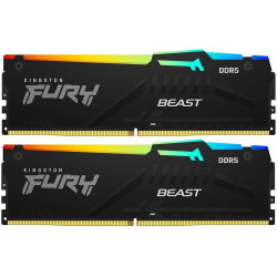 Модуль памяти Kingston 64GB DDR5 5600 DIMM FURY Beast Black RGB kit 232,Non-ECC, CL40, 1.25V, 288-pin RTL Модуль памяти Kingston 64GB DDR5 5600 DIMM FURY Beast Black RGB kit 232,Non-ECC, CL40, 1.25V, 288-pin RTL