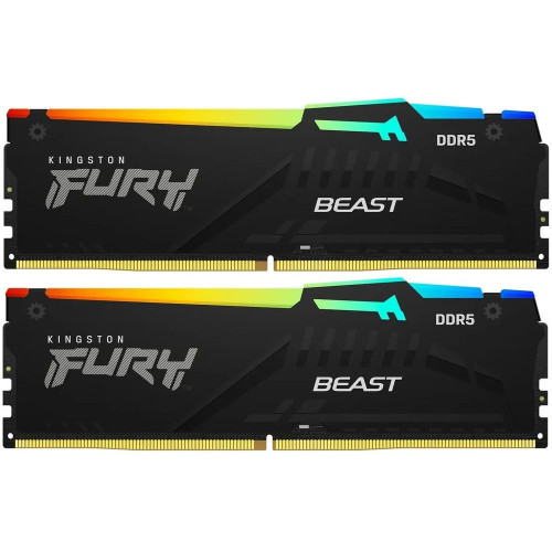 Модуль памяти Kingston 64GB DDR5 5600 DIMM FURY Beast Black RGB kit 232,Non-ECC, CL40, 1.25V, 288-pin RTL Модуль памяти Kingston 64GB DDR5 5600 DIMM FURY Beast Black RGB kit 232,Non-ECC, CL40, 1.25V, 288-pin RTL