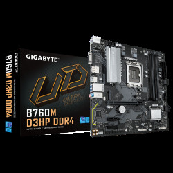 Материнская плата Gigabyte B760M D3HP DDR4, RTL Socket 1700, Intel®B760, 4xDDR4-3200, D-SUB+HDMI+DP, 1xPCI-Ex16, 2xPCI-Ex1, 4xSATA3(RAID 0/1/5/10), 2xM.2, 8Ch Audio, GLan, (2+4)xUSB2.0, (3+2)xUSB3.2, (0+1)xUSB3.2 Type-C™, 1xPS/2, ATX, RTL Материнская плата Gigabyte B760M D3HP DDR4, RTL Socket 1700, Intel®B760, 4xDDR4-3200, D-SUB+HDMI+DP, 1xPCI-Ex16, 2xPCI-Ex1, 4xSATA3(RAID 0/1/5/10), 2xM.2, 8Ch Audio, GLan, (2+4)xUSB2.0, (3+2)xUSB3.2, (0+1)xUSB3.2 Type-C™, 1xPS/2, ATX, RTL