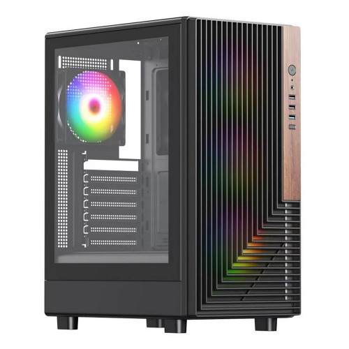 Корпус ACD ACD Citadel 101 ATX, Black, USB3.01 + USB2.02 + HD AUDIO, 112cm H1 argb fan at rear, 312cm H1 argb fas at front, TG