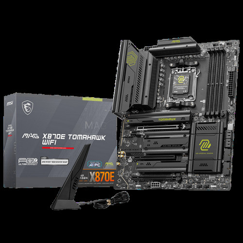 Материнская плата MSI MAG X870E TOMAHAWK WIFI X870E, AM5, 4DDR5, 3PCIEx16, 4M.2, 4TypeC, 2USB3.2Gen2, 7USB3.2Gen1, 8USB2.0, 4SATA3.0, 5G, Type-C(DP), HDMI, ATX, RTL