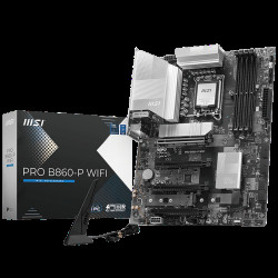Материнская плата MSI PRO B860-P WIFI B860, LGA1851, 4DDR5, 4PCIEx16, 3M.2, 1TypeC, 2USB3.2Gen2, 6USB3.2Gen1, 8USB2.0, 4SATA3.0, 5G, Type-C(DP), DP, HDMI, ATX, RTL