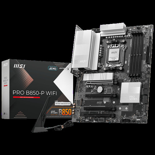 Материнская плата MSI PRO B850-P WIFI B850, AM5, 4DDR5, 4PCIEx16, 3M.2, 3TypeC, 1USB3.2Gen2, 5USB3.2Gen1, 8USB2.0, 4SATA3.0, 5G, HDMI, ATX, RTL