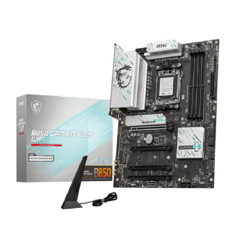 Материнская плата MSI B850 GAMING PLUS WIFI B850, AM5, 4DDR5, 4PCIEx16, 3M.2, 3TypeC, 1USB3.2Gen2, 5USB3.2Gen1, 8USB2.0, 4SATA3.0, 5G, DP, ATX, RTL