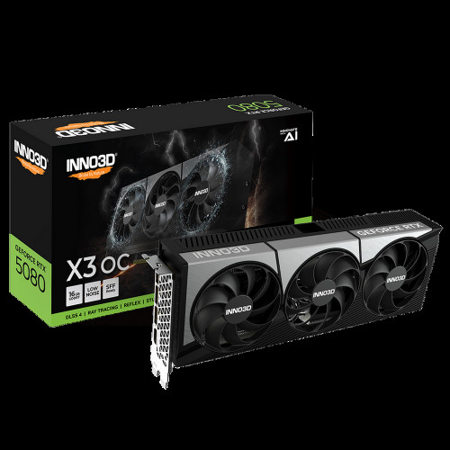 Видеокарта INNO3D RTX5080 ХЗ ОС 16GB GDDR7 256bit 3xDP HDMI 3FAN RTL