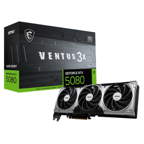 Видеокарта MSI RTX5080 VENTUS 3X OC 16GB GDDR7 256bit 3xDP HDMI 3FAN RTL Видеокарта MSI RTX5080 VENTUS 3X OC 16GB GDDR7 256bit 3xDP HDMI 3FAN RTL