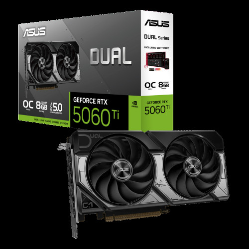 Видеокарта ASUS RTX5060Ti DUAL OC 8GB GDDR7 128bit 3xDP HDMI 2FAN RTL [DUAL-RTX5060TI-O8G]