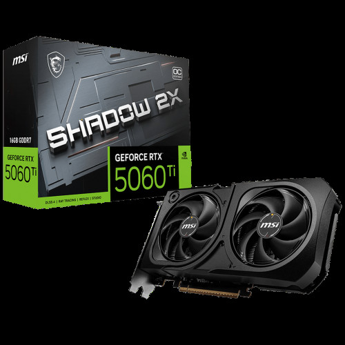 Видеокарта MSI RTX5060Ti SHADOW 2X OC PLUS 16GB GDDR7 128bit 3xDP HDMI 2FAN RTL