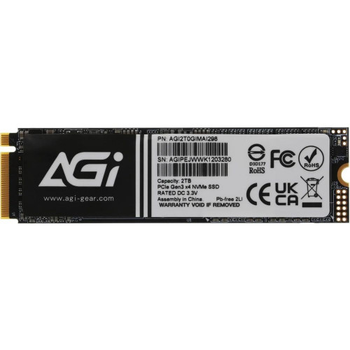 Твердотельный накопитель SSD AGI AI298 M.2 PCIe 2TB RETAIL-Color Box