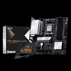Материнская плата MSI PRO B850M-A WIFI B850, AM5, 4DDR5, 2PCIEx16, 1PCIEx1, 2M.2, 3TypeC, 3USB3.2Gen2, 5USB3.2Gen1, 4USB2.0, 4SATA3.0, 5G, DP, HDMI, M-ATX, RTL