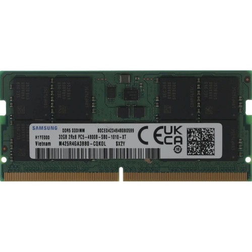 Модуль памяти Samsung 32GB DDR5 SODIMM 4800MHz 2Rx8 1.1V, M425R4GA3BB0-CQK Модуль памяти Samsung 32GB DDR5 SODIMM 4800MHz 2Rx8 1.1V, M425R4GA3BB0-CQK