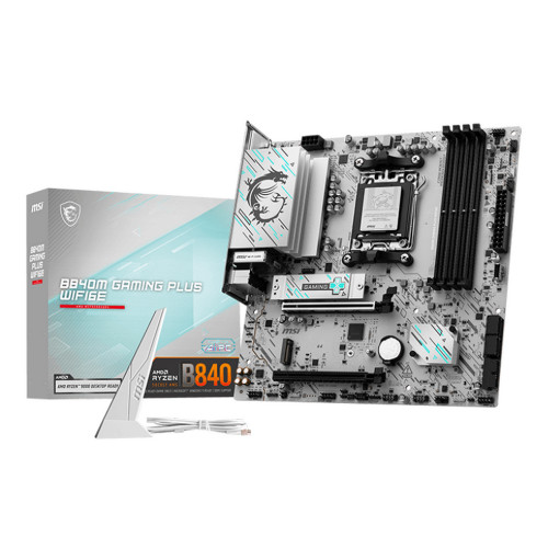Материнская плата MSI B840M GAMING PLUS WIFI6E B840, AM5, 4DDR5, 2PCIEx16, 2M.2, 2TypeC, 1USB3.2Gen2, 4USB3.2Gen1, 8USB2.0, 4SATA3.0, 2.5G, HDMI, M-ATX, RTL