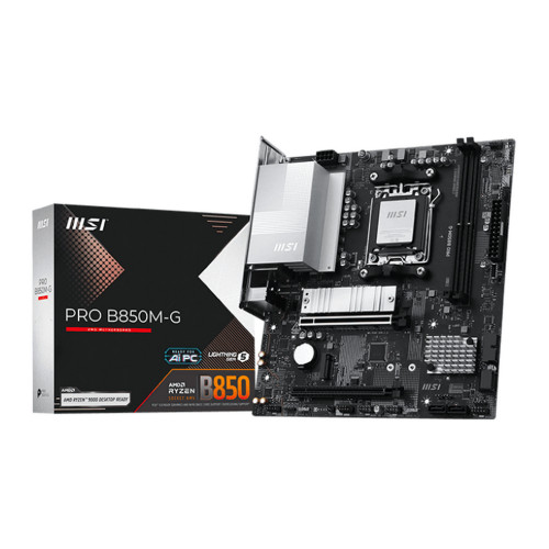 Материнская плата MSI PRO B850M-G B850, AM5, 4DDR5, 2PCIEx16, 2M.2, 2TypeC, 5USB3.2Gen1, 6USB2.0, 4SATA3.0, 5G, DP, HDMI, M-ATX, RTL