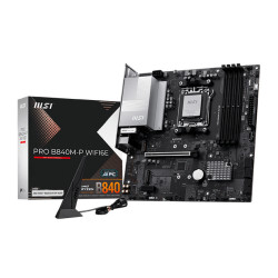 Материнская плата MSI PRO B840M-P WIFI6E B840, AM5, 4DDR5, 1PCIEx16, 1PCIEx1, 2M.2, 2TypeC, 1USB3.2Gen2, 4USB3.2Gen1, 8USB2.0, 4SATA3.0, 2.5G, HDMI, M-ATX, RTL