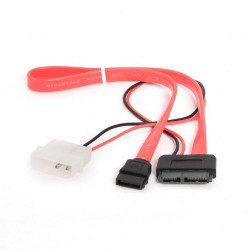 Кабель Cablexpert CC-SATA-C2 Combo Slim(mini) SATA molex+SATA / SATA, 15pin+7pin, (длина инт - 35см, питание - 30см)