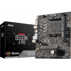 Материнская плата MSI B550M-A PRO B550, AM4, 2DDR4, 1PCIEx16, 1PCIEx1, 1M.2, 6USB3.2Gen1, 6USB2.0, 4SATA3.0, 1G, DVI, HDMI, M-ATX, RTL