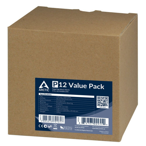 Вентилятор корпусной ARCTIC Cooling P12 Value pack (black/black)  (5pc)  (ACFAN00135A) (701617)